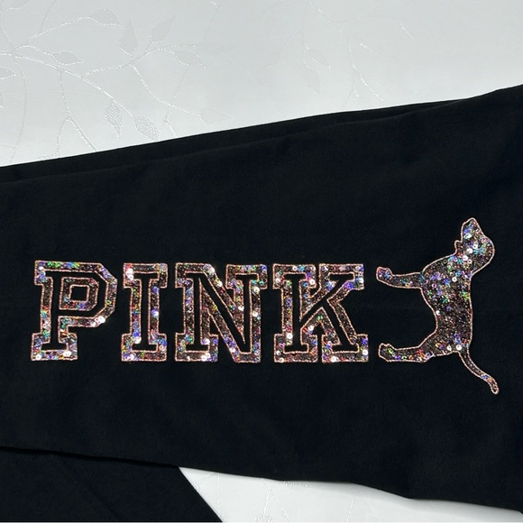 PINK VICTORIA’S SECRET ROSE GOLD PUP DOG BLING COTTON LEGGINGS - Picture 2 of 5
